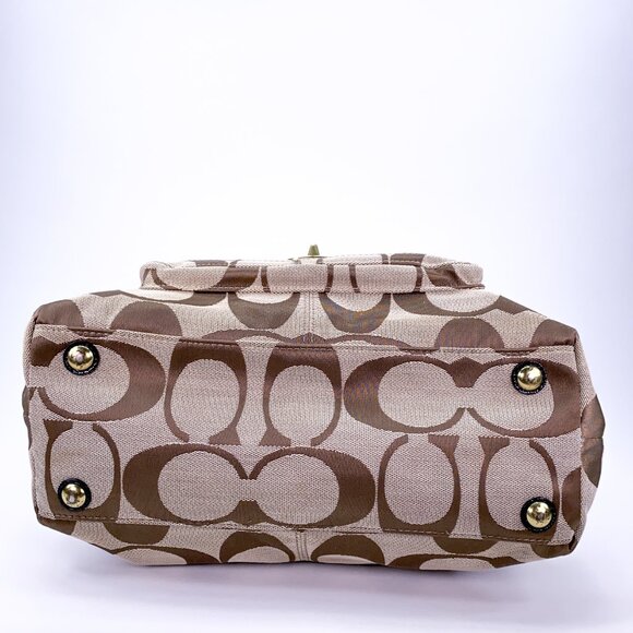 COACH Hampton Signature C Canvas Leather Dual Handle Handbag - J1077-F15689 - Picture 6 of 15